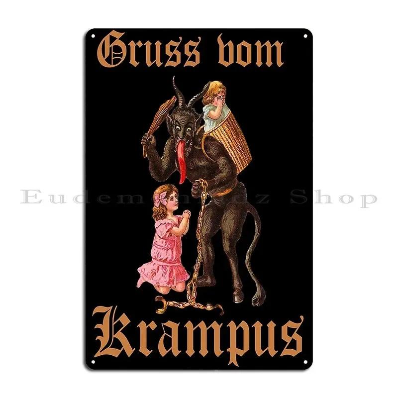 Gruss Vom Krampus Vintage Retro Krampus With Child Metal Signs Wall Cave Bar Cave Bar Print Garage Tin Sign Poster