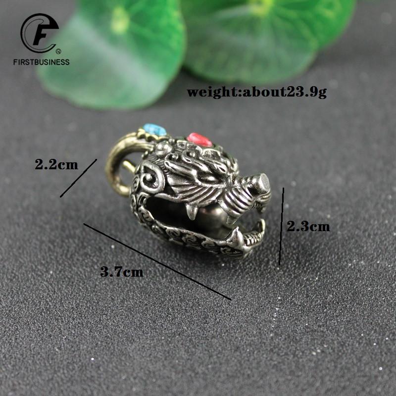 Copper Brave Troops Head Bell Small Ornaments Desk Feng Shui Decorations Retro Brass Keychain Pendants Home Decor Living Room