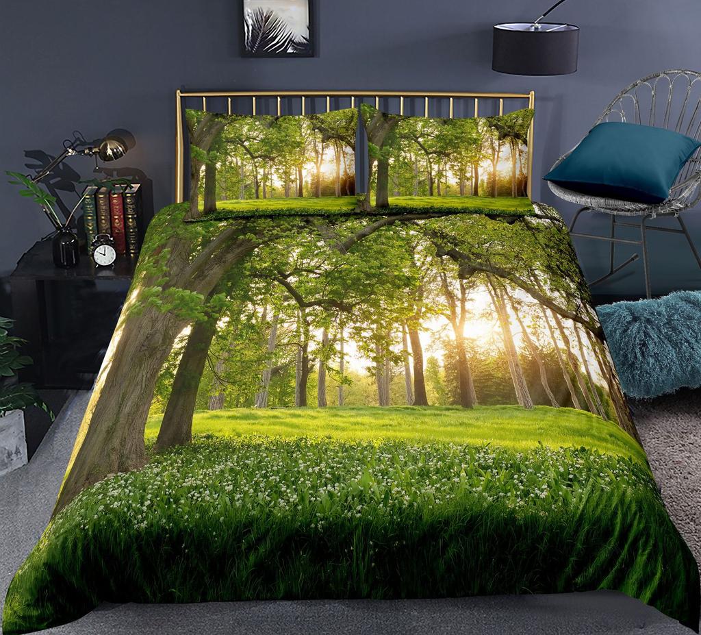 Комплект пододеяльников Nature Waterfall Flowing Down The Rocks Cascade Valley Image Декоративный комплект постельного белья из полиэстера с наволочкой