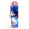 1PC Vibrant Blue Hair Anime Girl Character Art 750ml Color Plastic Sports Water Bottle Leakproof Flip Straw Lid Suitable for Sports Office Home Use