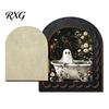 Decorative Halloween Fireplace Accent Cute Ghost Door Ornaments, Vintage Miniature Decoration, Retro Arched Tabletop Decor 3 Layer Openable