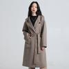 Yiliteng Women's Double-Faced Pure Wool Long Coat with Belt