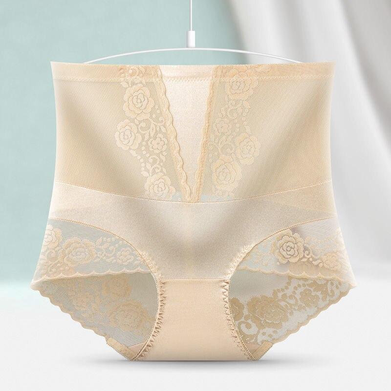 Женские кружевные трусики с вышивкой цветов, сексуальные трусы с высокой талией и эффектом лифтинга ягодиц, полезные для здоровья, утягивающие живот, бесшовное нижнее белье, трусики больших размеров EMA