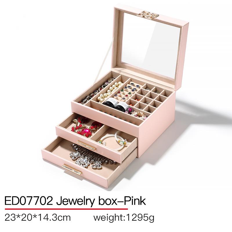DIGU 2024 New Product Large Capacity Jewelry Case With Mirror Travel Portable Jewelry Case Jewelry Case Box