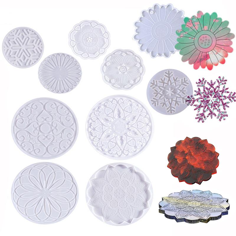 Mould DIY Crystal Resin Hollow Snowflake Heat-Resistant Coaster Mold Snowflake Hanging Ornament Christmas Series Silicone Molds