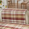 Cotton Linen Plaid Pattern Slipcovers for Living Room, Geometric Sofa Covers, Anti-Slip, Dustproof Couch Covers, Red and Beige