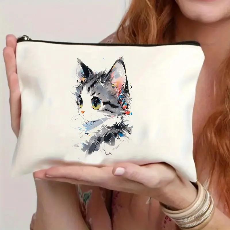 Кошка, Девочка с клубникой, Узор дружбы, Сумка для путешествий, Водонепроницаемая полиэстеровая сумка на молнии, Косметика, Аксессуары
