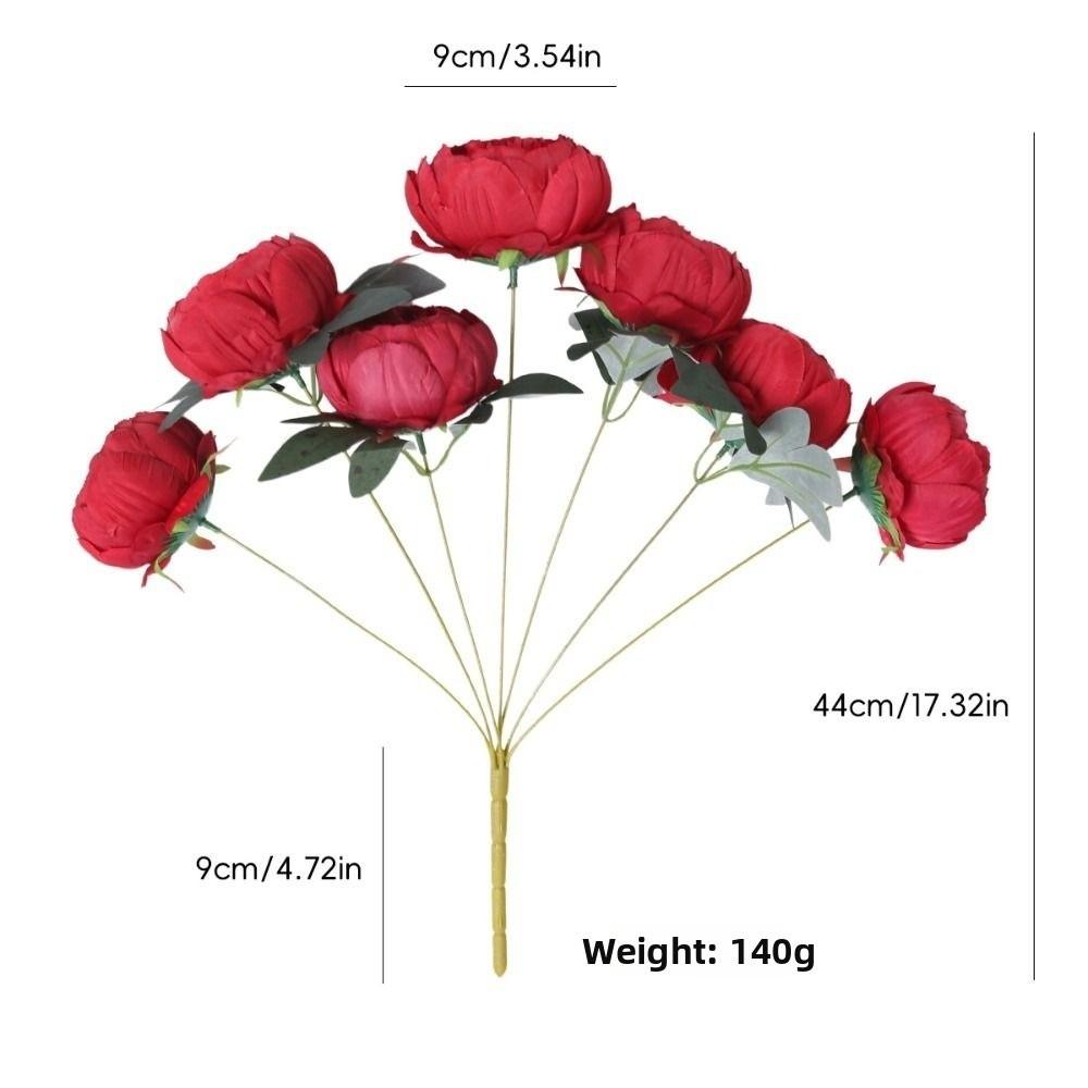 44cm Height Simulation Flower 7 Heads Peony Buds Wedding Bouquet Desktop Ornament