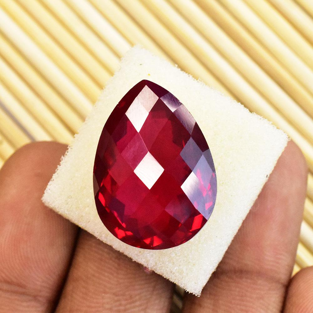 Natural Red Ruby Loose Gemstone 30 ct Checker Pear Cut for Jewelry Making and Gem Collections