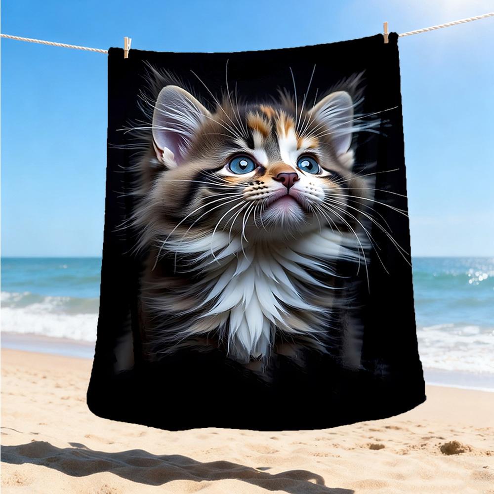 1pc Kitten Outdoor Blanket - Soft Flannel Cozy for Travel & Camping - All-Season Warm Bed Cover, Machine Washable yy251229070