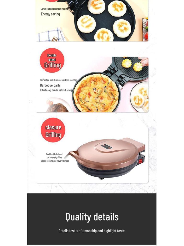 Большая электрическая сковорода с двусторонним нагревом и углубленным дизайном для блинов, оладий и пирогов