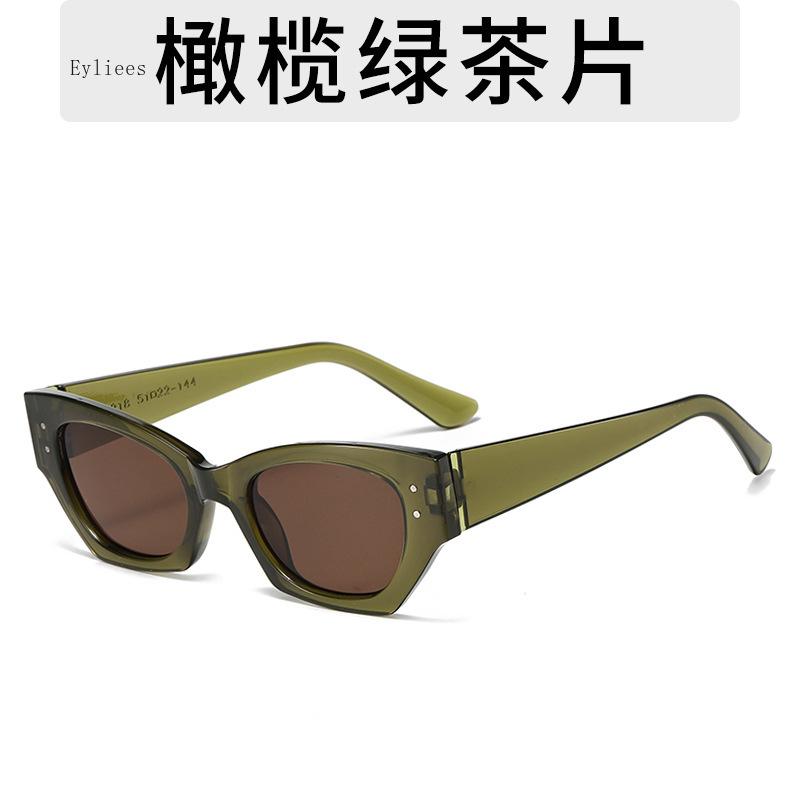 Винтажные маленькие солнцезащитные очки «Кошачий глаз» с заклепками для женщин, модные, роскошные, дизайнерские, полигональные, «Кошачий глаз», УФ400