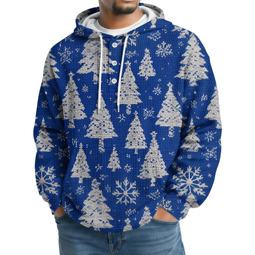 Men's Knit Hooded Sweatshirt Casual Long-Sleeve Sweatshirt