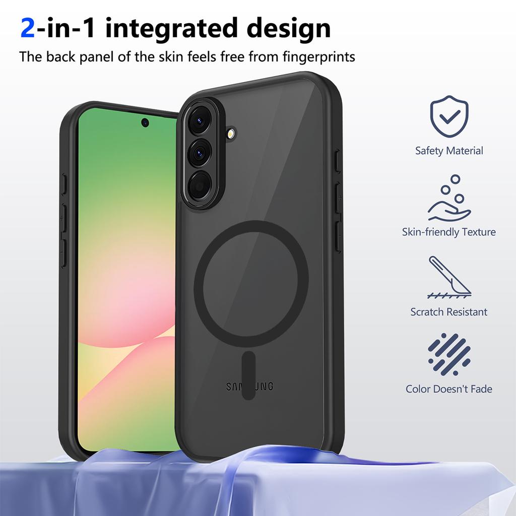 For Samsung Galaxy A37 5G Magnetic Case Skin Touch Matte PC + TPU Anti-Drop Phone Cover