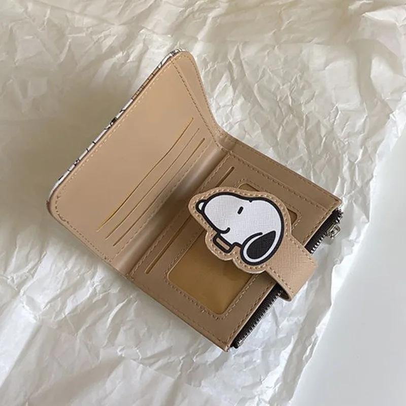 Кошелек Снупи Аниме Мультфильм Короткий Кошелек Для Монет Высокая Ценность Милый На Молнии Студент Женщины Мужчины Держатели для ID Многослотовый Кошелек Подарки на День Рождения