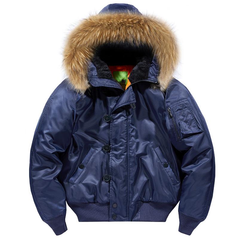 New Men MA1 Bomber Jackets Winter Cotton Padded Coats Fur Hooded Windbreaker Parka Male Outerwear