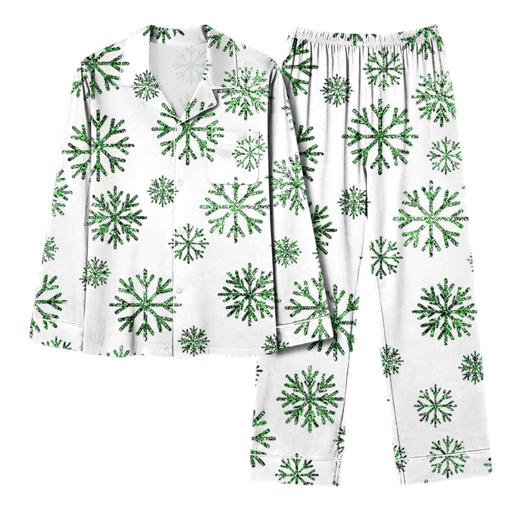 Женский повседневный модный комплект для дома с длинным рукавом и брюками с рождественским принтом