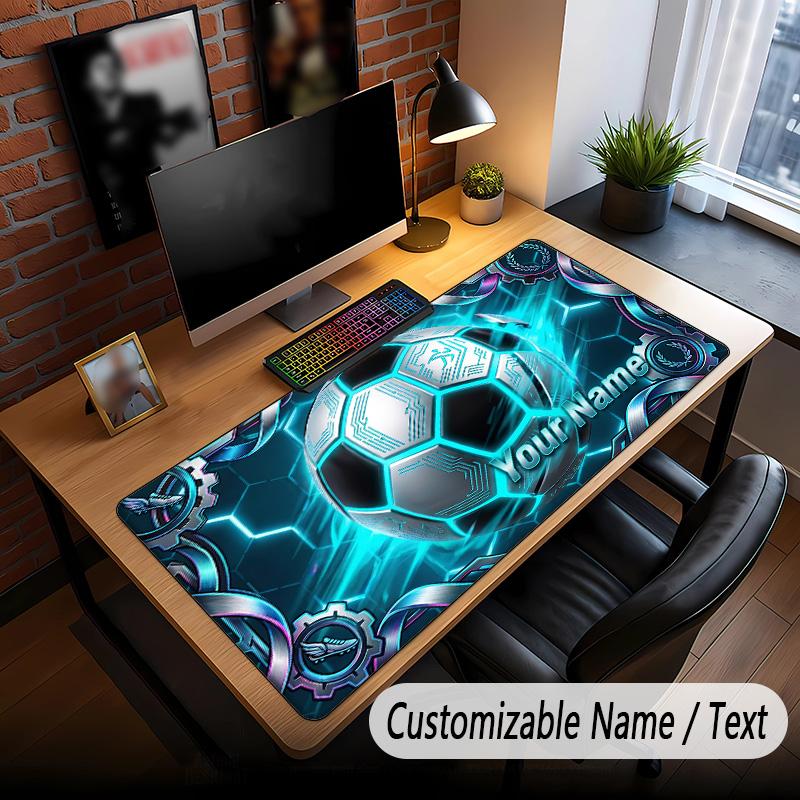Soccer Theme Custom Mouse Pad Personalized With Name Text Customized Desk Mat For Office Home Decor
