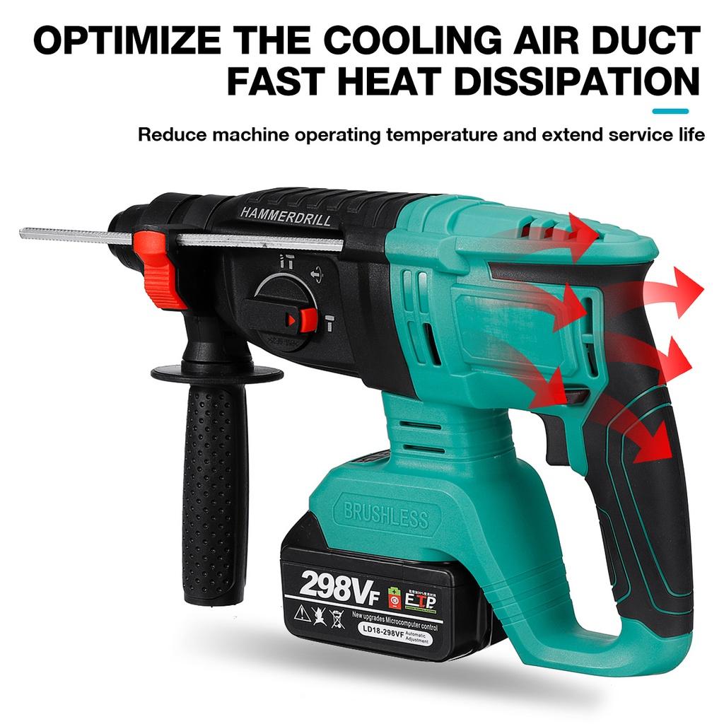 Бесщеточная роторная дрель-перфоратор Аккумуляторный электрический молоток Ударная дрель для аккумулятора 18 В