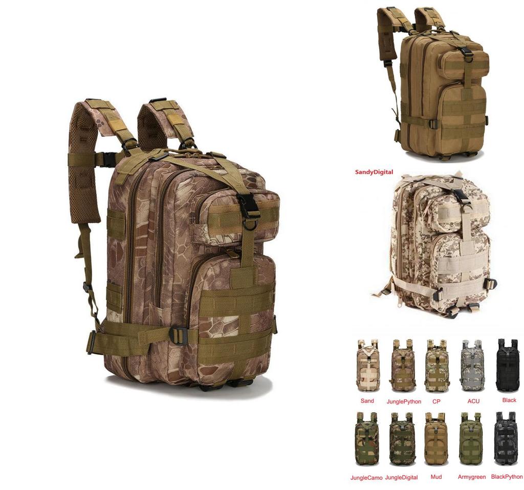 Large Capacity Outdoor Military Tactical Army Camping Hiking Backpack Rucksack With Padded Adjustable Straps