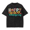 Happy Thanksgiving Day Turkey Dinner Washed T-Shirts Tee Shirt for Men Women 100% Cotton Oversize Graphic Printed