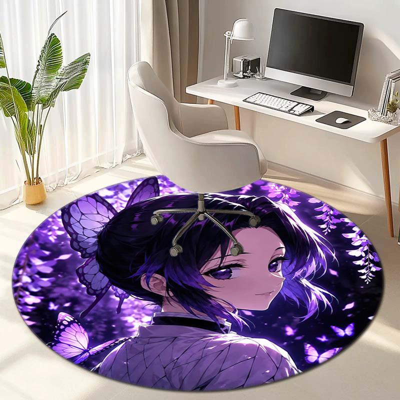 Classic Japanese-style cartoon Demon Slayer round rug, home soft decorative anti-slip yoga mat and chair mat, outdoor floor mat carpet K1