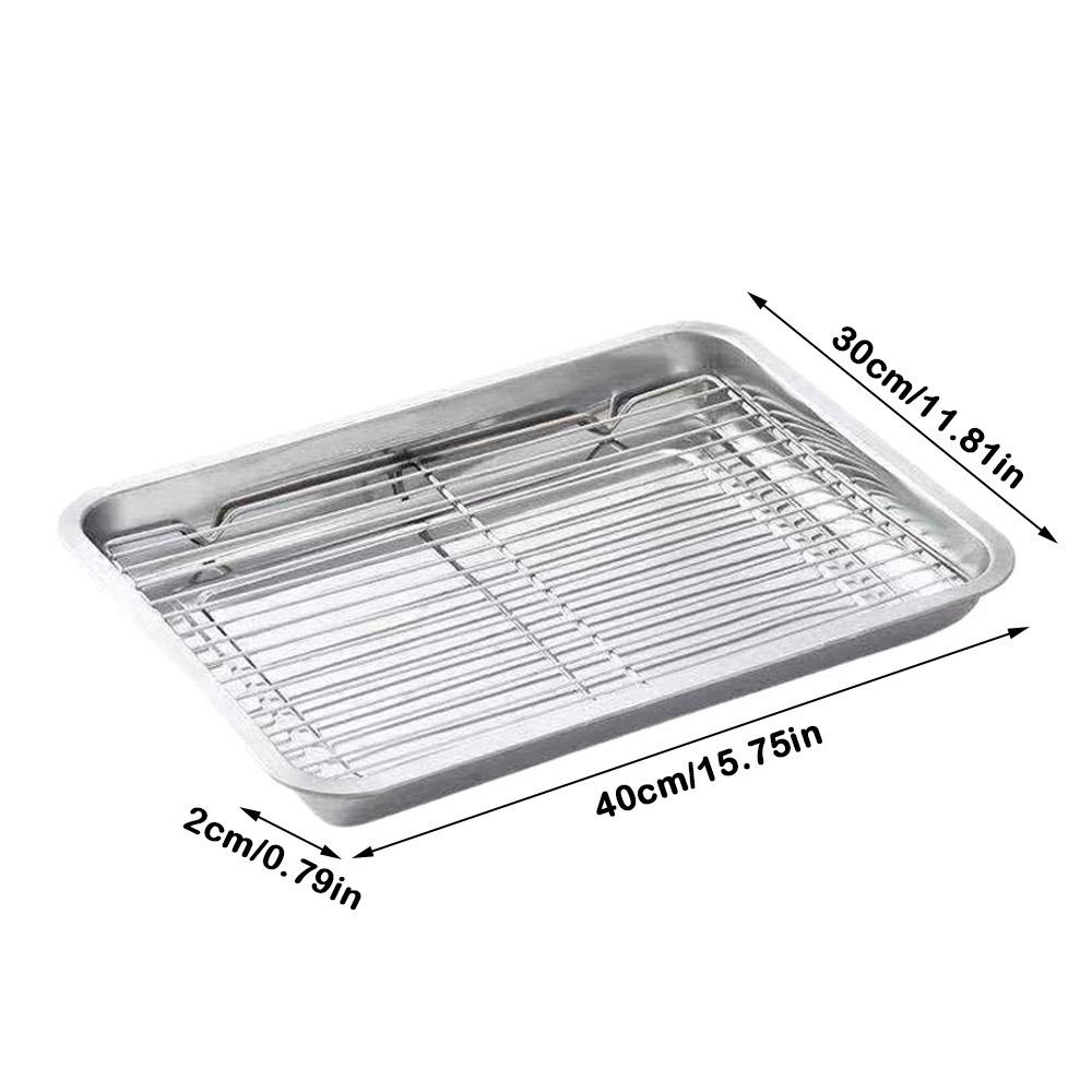 Removable Stainless Steel Baking Pan with Cooling Rack Oven Rack BBQ Tray for Cooking Roasting