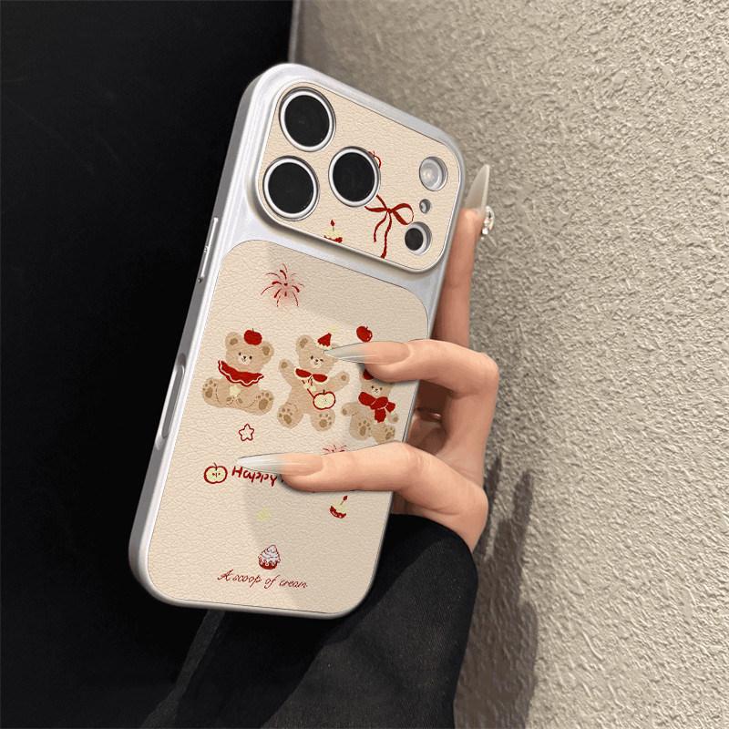 Мишка с фейерверком подходит для чехла мобильного телефона iPhone17promax Apple 16pro новый 15pro нишевый 16 кожаный.