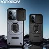 KEYSION Ударопрочный бронированный чехол для Redmi 15C 171мм 173мм Защита выдвижной крышки камеры Металлическое кольцо-подставка Задняя крышка телефона для POCO C85