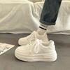 Breathable White Shoes Women 2024 Spring Casual Sports Thick Bottom Shoes Higher Running Board Leather Platform Sneakers Ladies