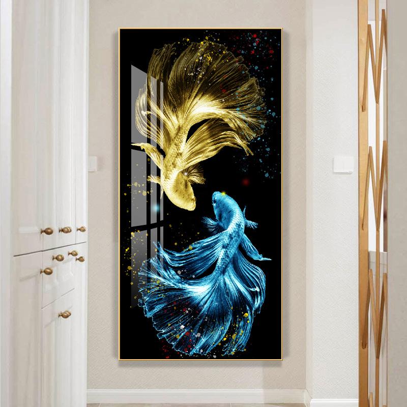 Китайский стиль настенный художественный принт абстрактный плакат с изображением животных красочный Lucky Koi Fish Холст Картина Роскошный домашний декор для гостиной