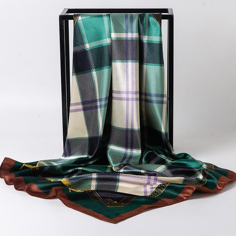 Spring/Summer New Women'S Silk Scarf 90 * 90cm Simulated Silk Twill Square Scarf Fashion Printed Large Square Scarf Professional Scarf