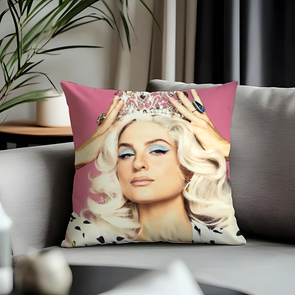 Fashion MMeghan Trainorer Cushion Cover Antidustmite Pillowcase Invisible Zipper Silky Short Plush Sofa Cushion Cover