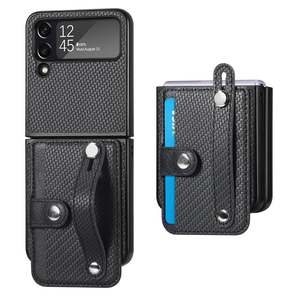 Портативный браслет из углеродного волокна, чехол для Samsung Galaxy Z Flip 4 5 5g Flip4 Flip5 Flip3 Flip 3 Zflip4 Zflip5, сумка-держатель для карт