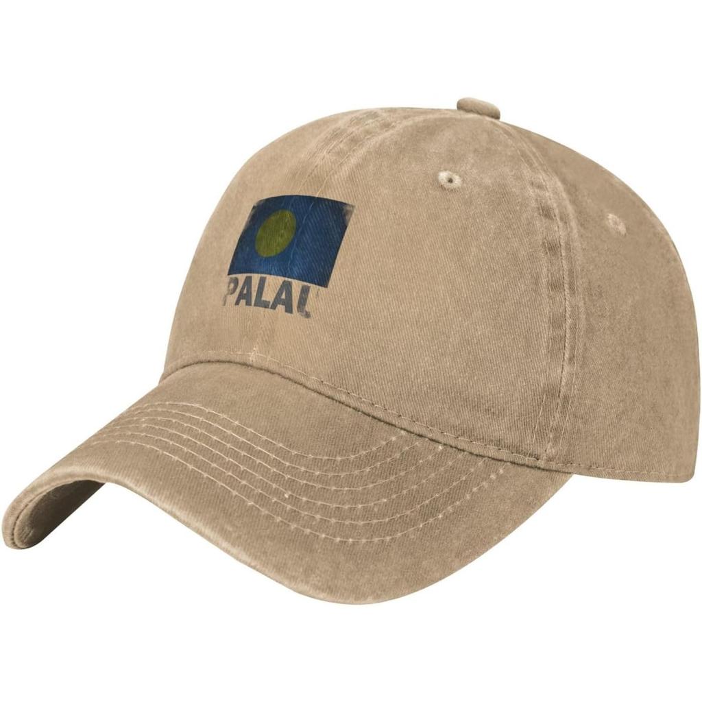 Palau Flag Washed Denim Baseball Cap Adjustable Casual Breathable Outdoor Golf Hat