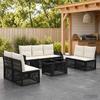 Garden Sofa Set 8 Pieces Black and Cream White Poly Rattan