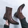 Outdoor Classic Men'S Autumn Fashion British Style Pointed Knight Boots High-Quality Men'S Comfortable Side Zipper High Top Boot