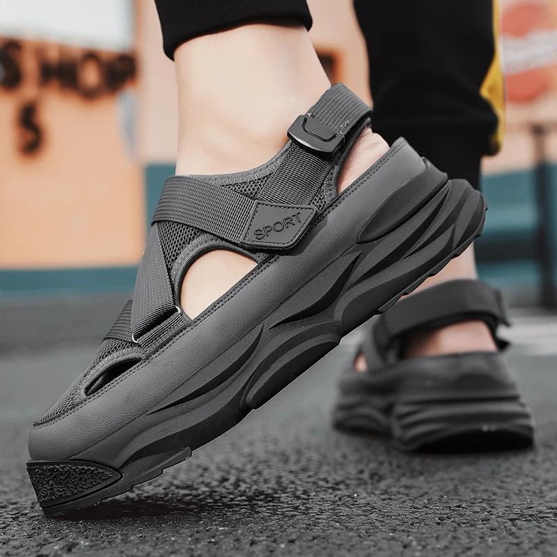 Fashion 2025 NEW Height Platform Street Male Shoes Non-slip Thick Soled Sports Slides Light Outdoor Hiking Shoes Summer Men's Sandals