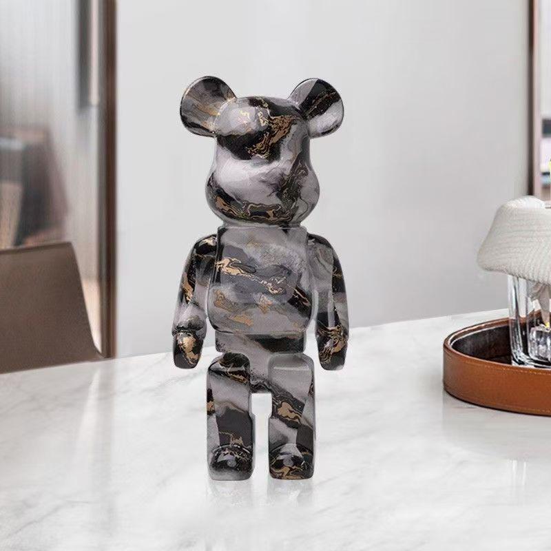 2025 New Graffiti Bear 27cm Figurine Home Decoration Animal Statue Storage Money Jar Modern Room Sculpture Table Decor
