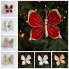 Sparkling Christmas Butterfly Pendant with Clip Glitter Holiday Decor Multicolor Flannel Xmas Tree Hanging Ornaments