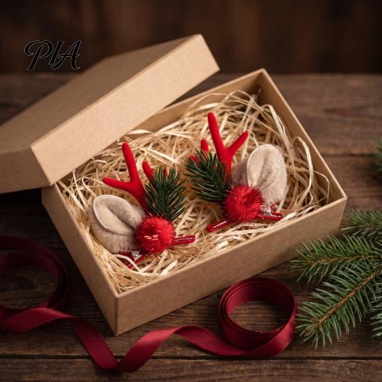 Festive Hair Barrettes for Christmas Party Reindeer Antler Clips Girls, Xmas Barrettes, Holiday Accessories Cosplay Photo Props Styling Tools