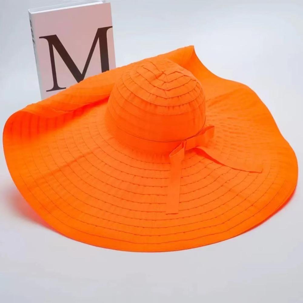 UV Anti DIY Moldable Wide Brim Hat Bowknot Women Sun Hat Simple Plastic Bucket Hat  Famale