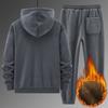 Зимний плюшевый мужской комплект Плюшевый свитер с капюшоном из овечьей шерсти Хлопковые брюки Повседневный спортивный и защищающий от тепла комплект