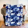 Large Blue and White Floral Flannel Blanket - Soft, cozy, all-season home decor with an elegant floral pattern, perfect for naps
