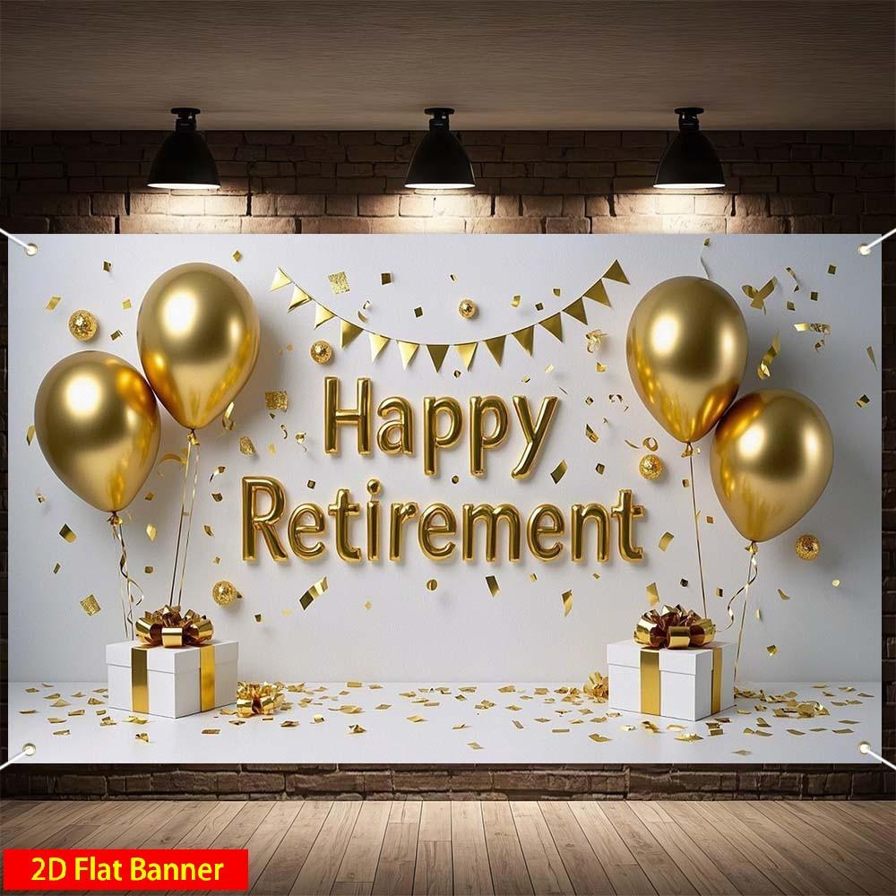 2D 1 piece of elegant retirement-themed design, banner/background fabric, for retirement party decoration