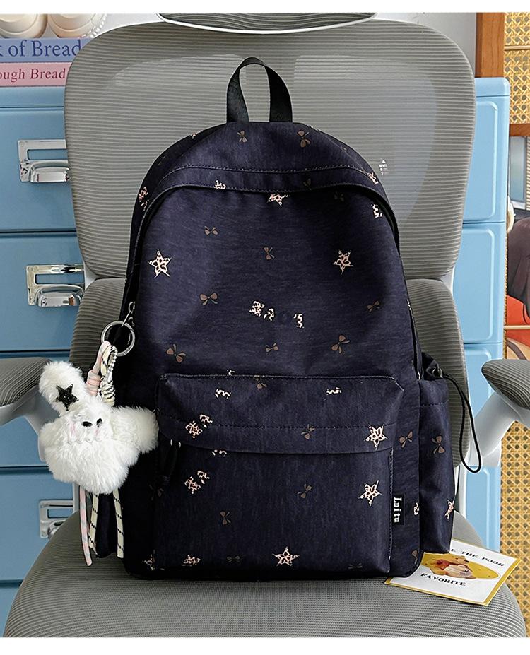School bag: misty milk blue B1y sweet cool leopard print girly backpack, youthful vitality, versatile backpack for middle and high school girls
