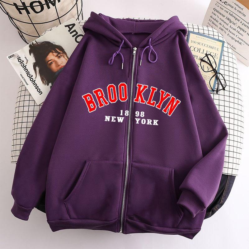 New zipper hooded sweater European and American Los Angeles california sweater spring and autumn coat top