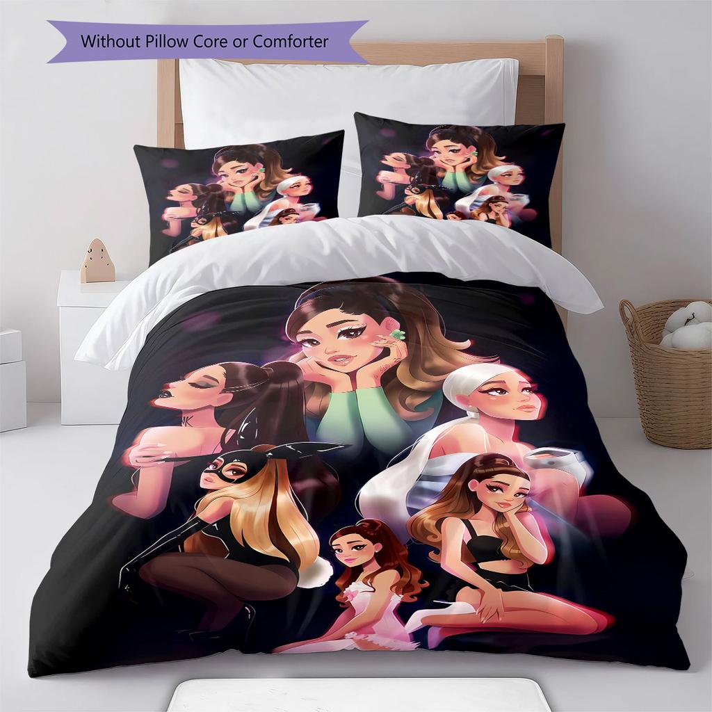 Ariana Grande Pattern Bedding,Quilt Set Quilt Cover Pillowcase Home Birthday Gift(1 * duvet cover + 2 * pillowcase, without core)