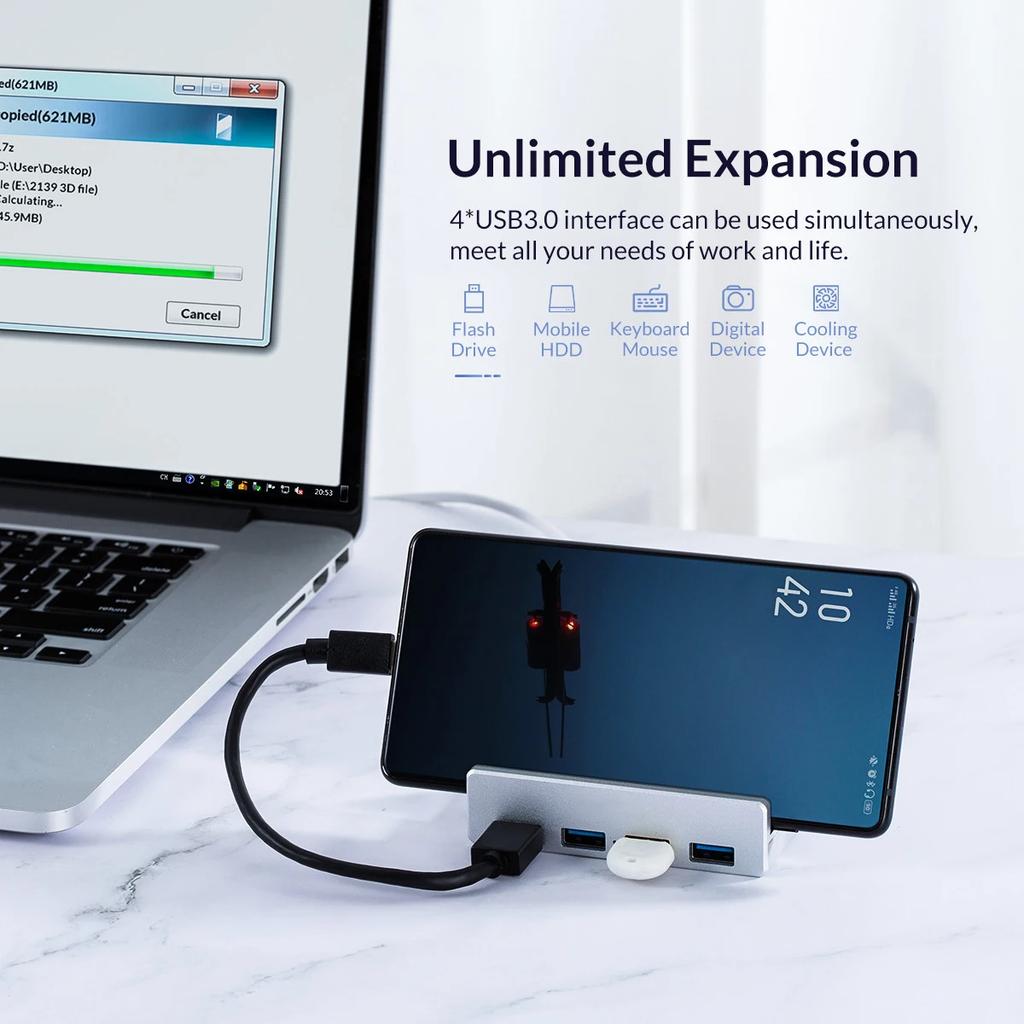 USB 3.0 HUB Зажим-клипса USB Разветвитель Адаптер Внешняя Мульти Док-станция Мульти-хаб Для iMac MacbookPro Настольного ПК Аксессуары