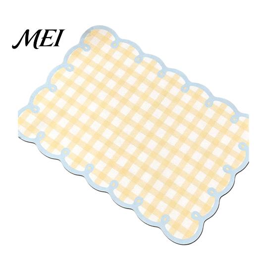 Quick-drying Kitchen Mat Diatomite Plaid Placemat with Wavy Edge, Heat Resistant Non-slip Table Drying Pad Mat, Absorbent Quick for Counter